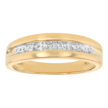 9 Diamonds Gents Ring in Gold Plated Sterling Silver