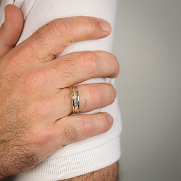 9 Diamonds Gents Ring in Gold Plated Sterling Silver