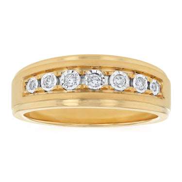 1/10 Carat Diamond Gents Ring in Gold Plated Sterling Silver