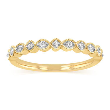 11 Diamonds Ring in Gold Plated Sterling Silver