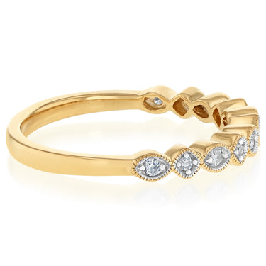 11 Diamonds Ring in Gold Plated Sterling Silver
