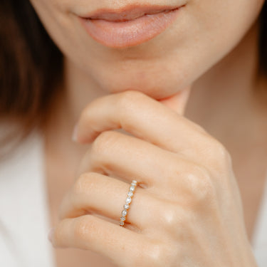 11 Diamonds Ring in Gold Plated Sterling Silver