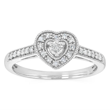 1/6 Carat Heart Diamond Ring in Sterling Silver