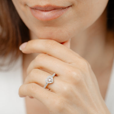 1/6 Carat Heart Diamond Ring in Sterling Silver