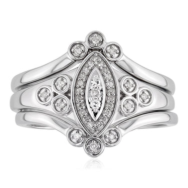1/10 Carat Diamond 3-Piece Bridal Set in Sterling Silver