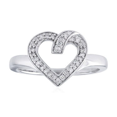 Diamond Heart Ring in Sterling Silver