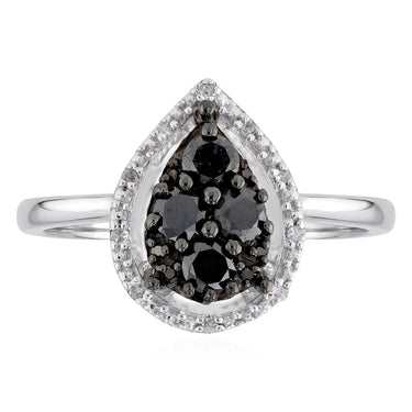 1/4 Carat Diamond Ring with Black and White Diamonds in Sterling Silver