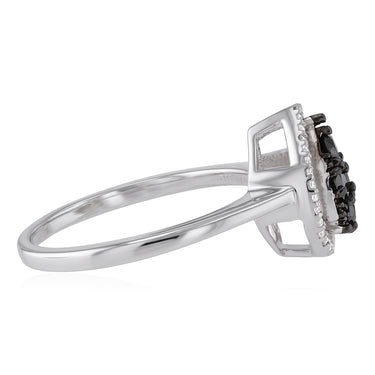 1/4 Carat Diamond Ring with Black and White Diamonds in Sterling Silver