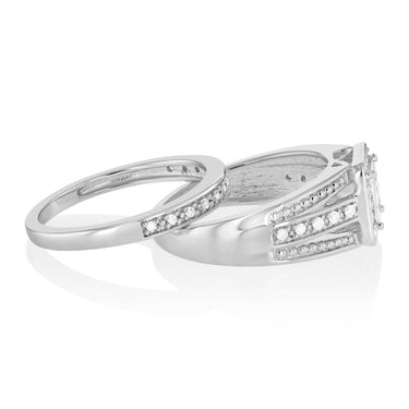 0.35 Carat Diamond 2-Ring Bridal Set in Sterling Silver