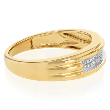 Diamond Gents Ring in Gold Plated Sterling Silver