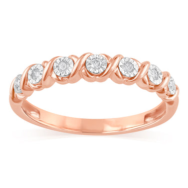 7 Diamonds Ring in Rose Gold Plated Sterling Silver