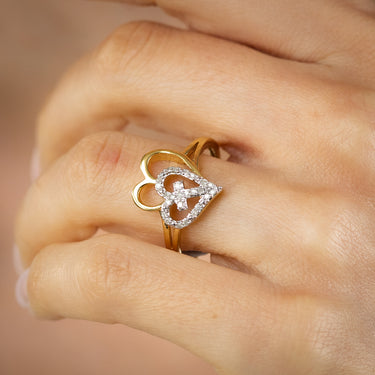 1/10 Carat Heart Diamond Ring in Gold Plated Sterling Silver