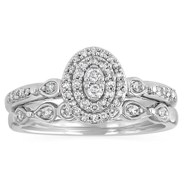 1/4 Carat Diamond 2-Ring Bridal Set in Sterling Silver
