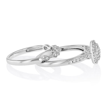 1/4 Carat Diamond 2-Ring Bridal Set in Sterling Silver