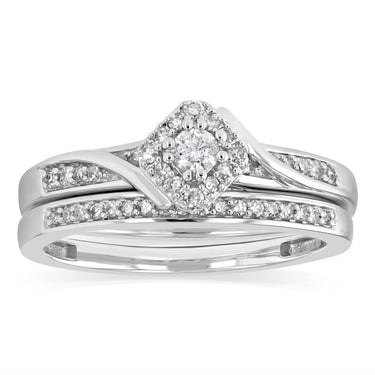 1/4 Carat Diamond 2-Ring Bridal Set in Sterling Silver