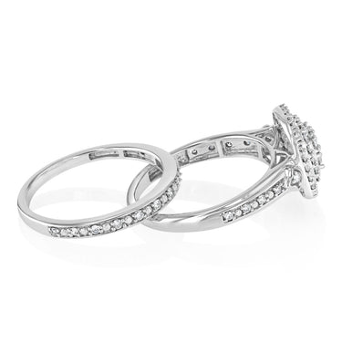 0.65 Carat Diamond 2-Ring Bridal Set in 9ct White Gold
