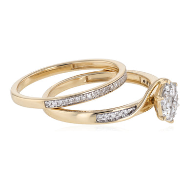 0.35 Carat Diamond 2-Ring Bridal Ring Set in 9ct Yellow Gold