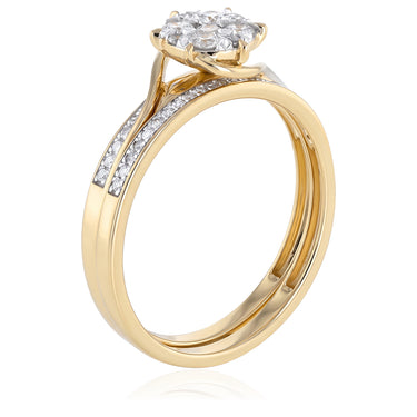 0.35 Carat Diamond 2-Ring Bridal Ring Set in 9ct Yellow Gold