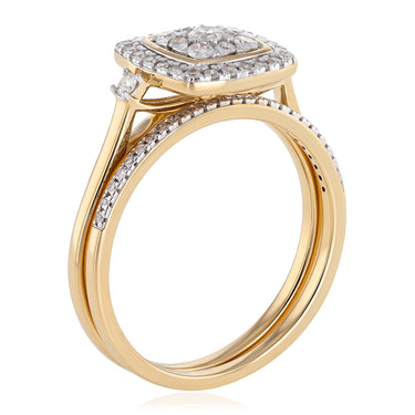 1/3 Carat Diamond 2-Ring Bridal Ring Set in 9ct Yellow Gold