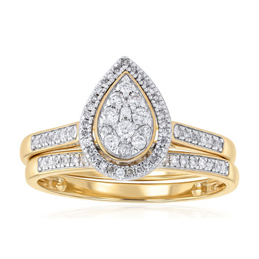1/3 Carat Diamond Bridal Set Ring in 9ct Yellow Gold