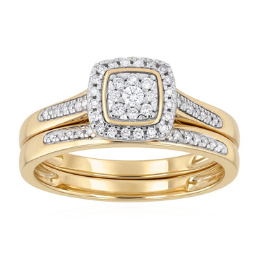 1/5 Carat Diamond Bridal Set Ring in 9ct Yellow Gold