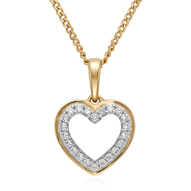 Diamond Heart Pendant in 9ct Yellow Gold