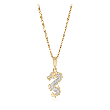 Diamond Dragon Pendant in 9ct Yellow Gold