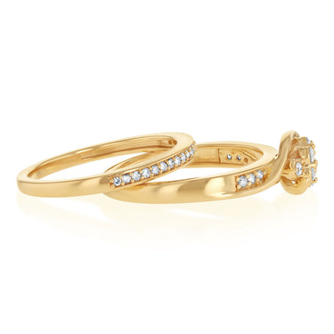1/3 Carat Diamond 2-Ring Bridal Set in 9ct Yellow Gold