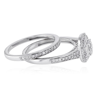 0.40 Carat Diamond 2-Ring Bridal Set in Sterling Silver