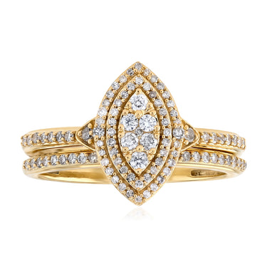0.40 Carat Diamond 2-Ring Bridal Set in 9ct Yellow Gold