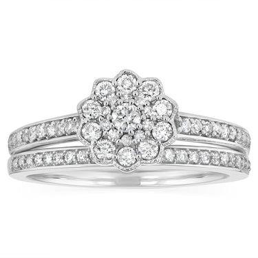 0.40 Carat Diamond Bridal Set Ring in 9ct White Gold