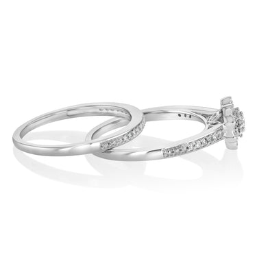 0.40 Carat Diamond Bridal Set Ring in 9ct White Gold
