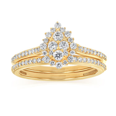 1/2 Carat Diamond 2-Ring Bridal Set in 9ct Yellow Gold