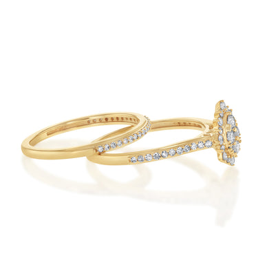 1/2 Carat Diamond 2-Ring Bridal Set in 9ct Yellow Gold