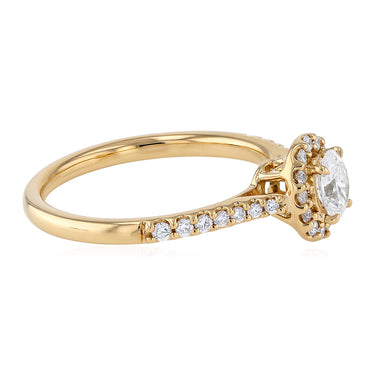 1/2 Carat Diamond Halo Ring in 18ct Yellow Gold