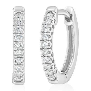 1/10 Carat Diamond Hoop Earrings in Sterling Silver