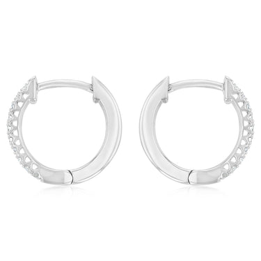 1/10 Carat Diamond Hoop Earrings in Sterling Silver