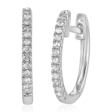 1/10 Carat Diamond Hoop Earrings in Sterling Silver