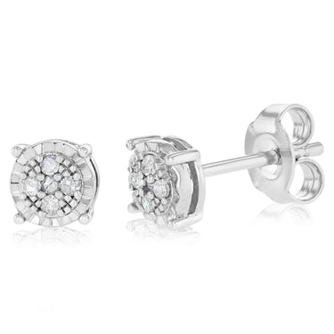 1/10 Carat Diamond Stud Earrings in Sterling Silver