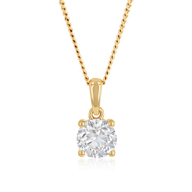 1 Carat Natural Diamond Solitaire Pendant set in 9ct Yellow Gold