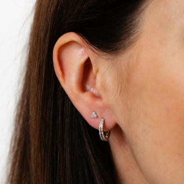 1/5 Carat Diamond Stud and Hoop Earrings Set in Sterling Silver