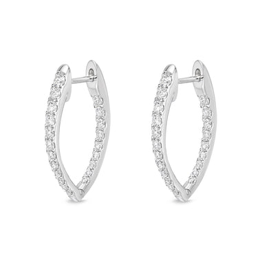 Memoire 18ct White Gold 3/4 Carat Diamond Imperial Hoop Earrings 22X14mm