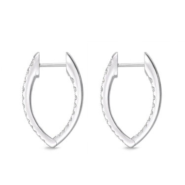 Memoire 18ct White Gold 3/4 Carat Diamond Imperial Hoop Earrings 22X14mm