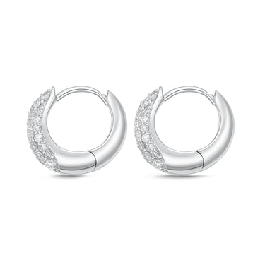 Memoire 18ct White Gold 1/2 Carat Diamond Pave Hoop Earrings