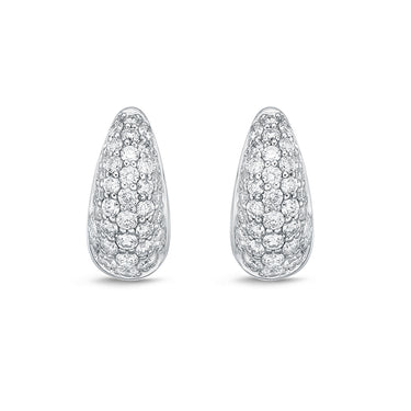 Memoire 18ct White Gold 1/2 Carat Diamond Pave Hoop Earrings