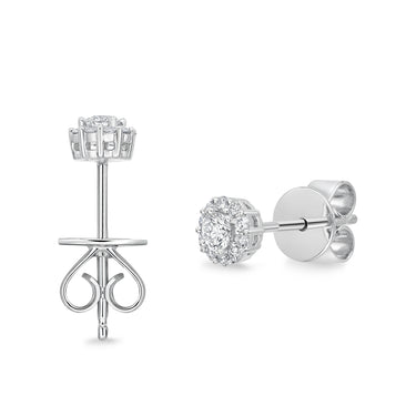 Memoire 18ct White Gold 1/4 Carat Diamond Blossom Style Fashion Studs