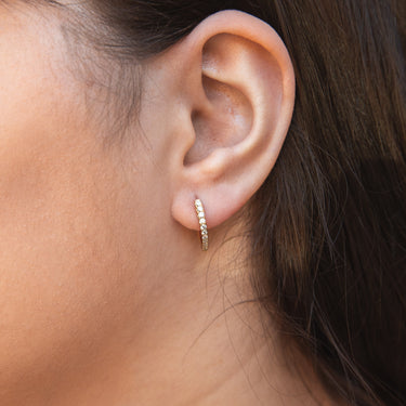 Memoire 18ct Yellow Gold 0.30 Carat Diamond Imperial Hoop Earrings 16x14mm