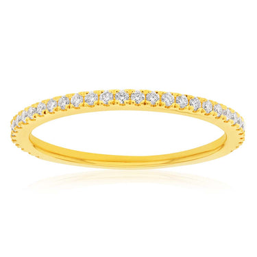Memoire 18ct Yellow Gold 1/5 Carat Diamond Eternity Band with 3/4 band of Diamonds