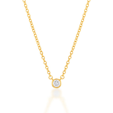 Memoire Solitaire Bezel 10-14Pt Diamond Pendant in 18ct Yellow Gold with Chain