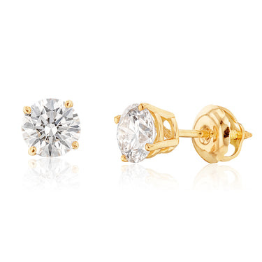 Luminesce Lab Grown Diamond TW=1 Carat Solitaire Stud Earrings in 14ct Yellow Gold